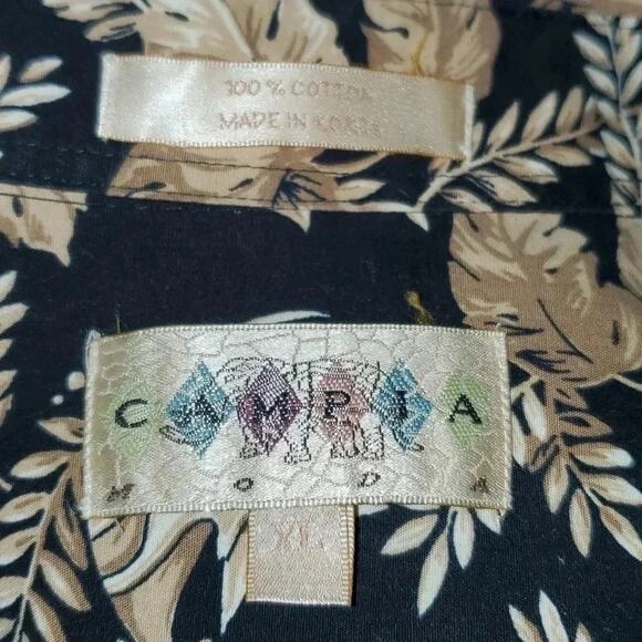 Campia Moda Men's Shirt Hawaiian Fish & Palm Leaves Black Short Sleeve Size XL - Picture 4 of 4